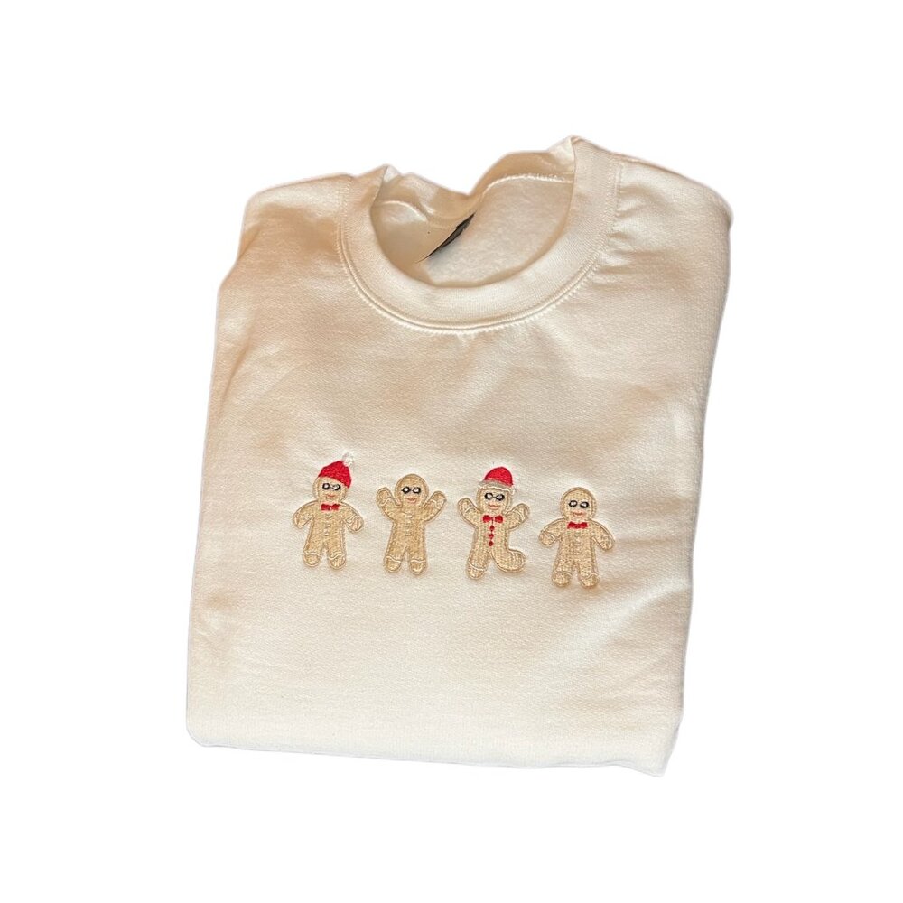Gingerbread Design Embroidered Christmas Sweatshirt
